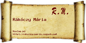 Rákóczy Mária névjegykártya
